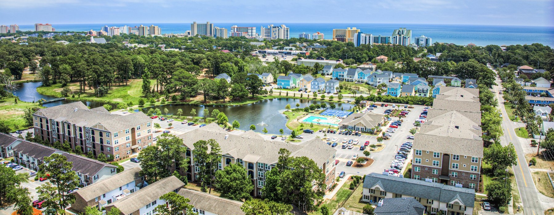 an aerial view of a city