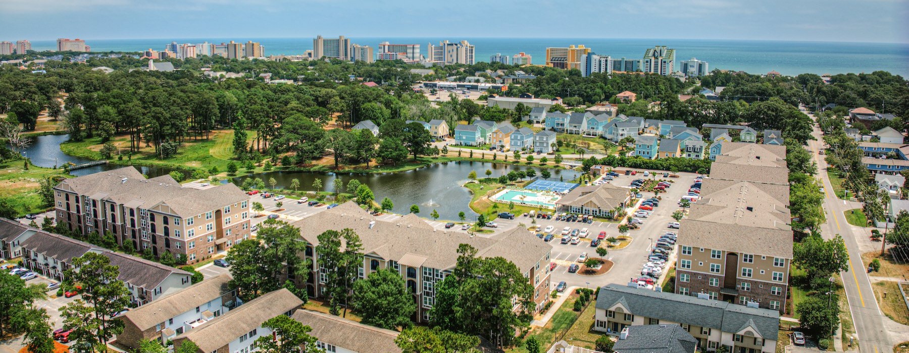 an aerial view of a city